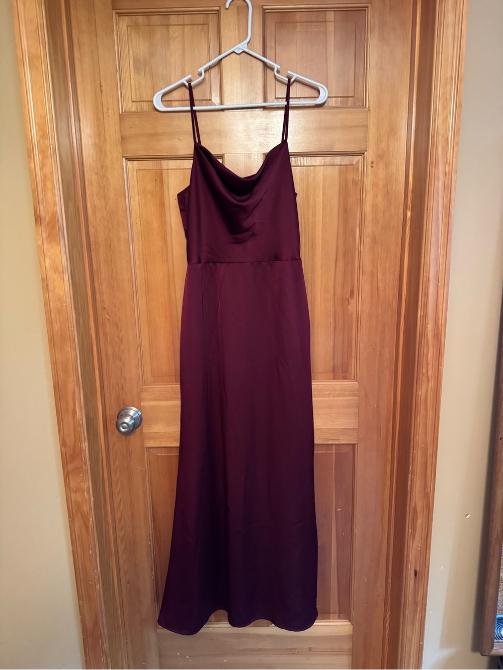 Satin Cowl-Neck Maxi Dress in Deep Wine